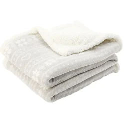 Plaid imprimé Noël flocon gris blanc 120x150 cm