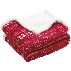 Plaid imprimé Noël flocon rouge blanc 120x150 cm