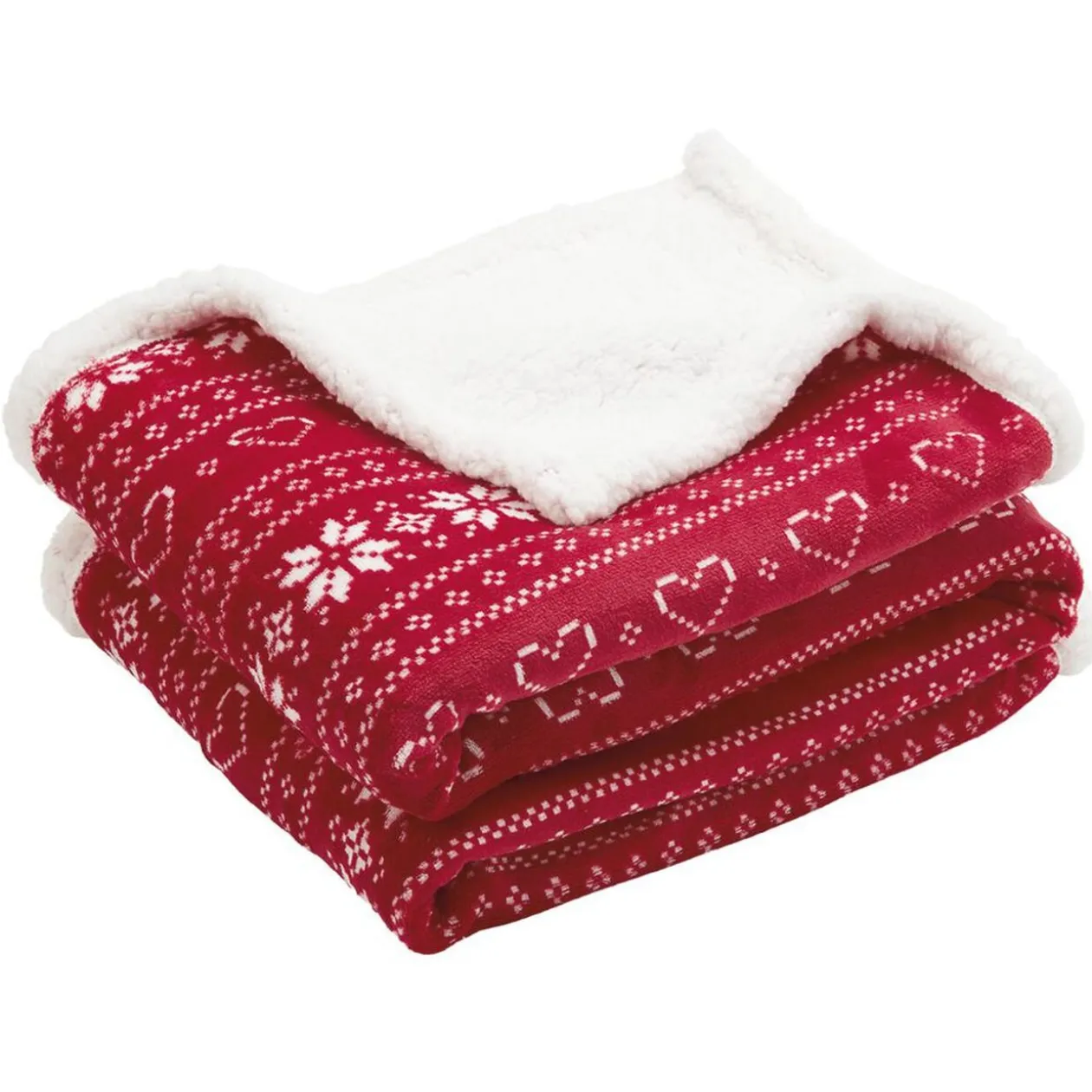 Plaid imprimé Noël flocon rouge blanc 120x150 cm