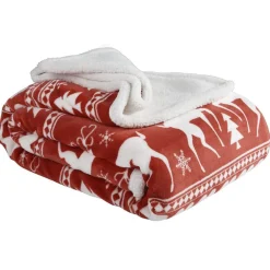 Plaid imprimé Noël rouge et blanc