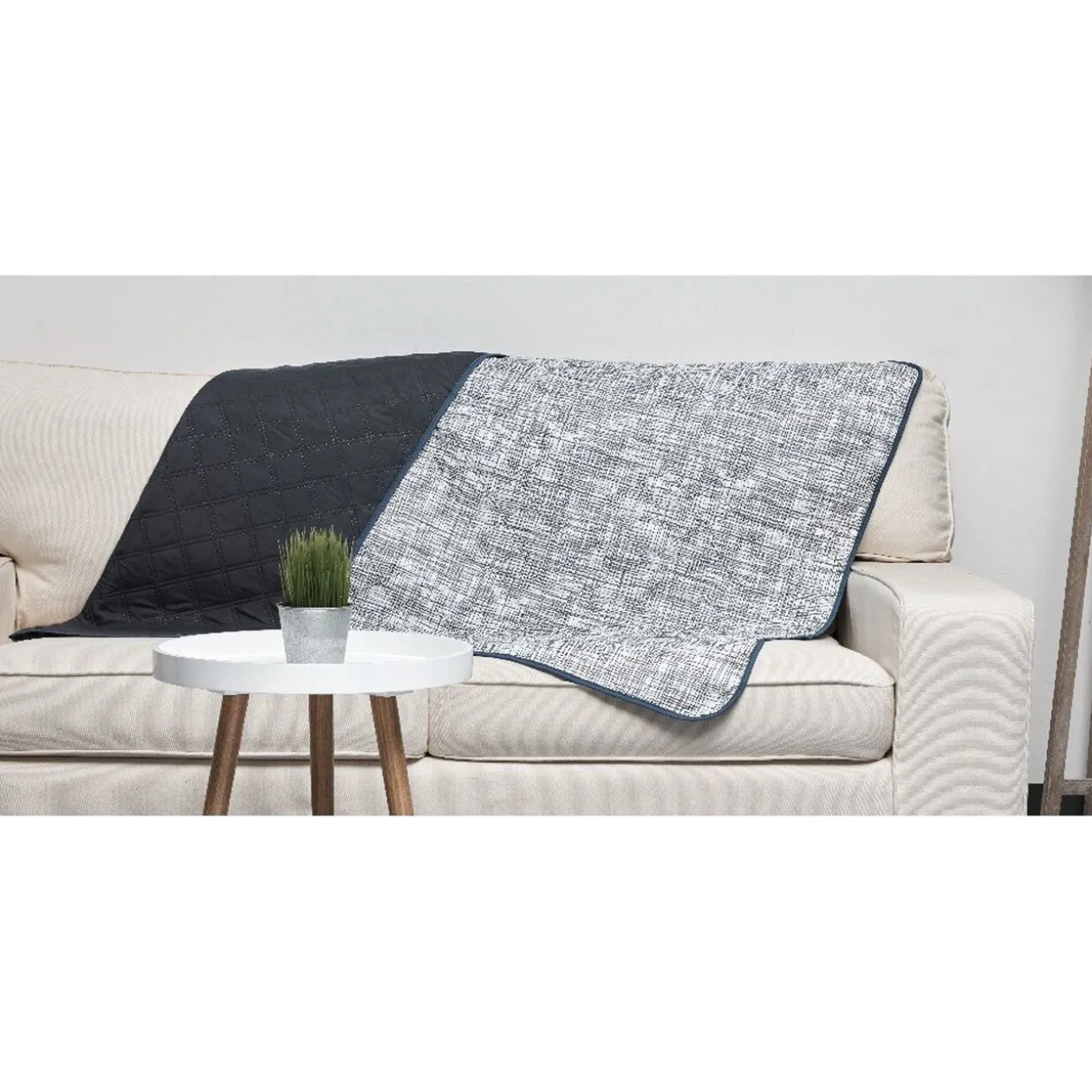 Plaid microfibre 1 place gris