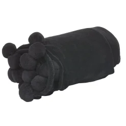 Plaid noir à pompons