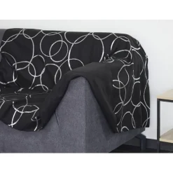 Plaid noir imprimé argenté