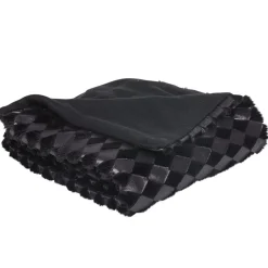 Plaid noir motif losanges embossés