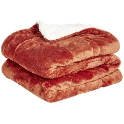 Plaid pilou pilou réversible terracotta blanc 127x152cm