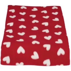 Plaid polaire à motif coeur rouge blanc