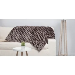 Plaid polaire imitation fourrure marron