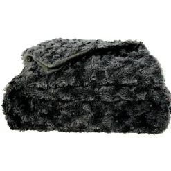 Plaid polaire imitation fourrure gris anthracite