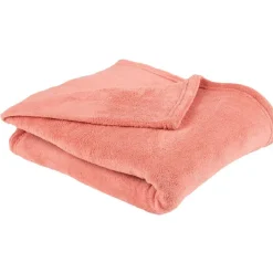 Plaid polyester 1 place uni vieux rose