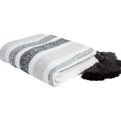 Plaid rayé à pompons