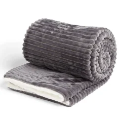 Plaid sherpa flanelle gris 130x160cm