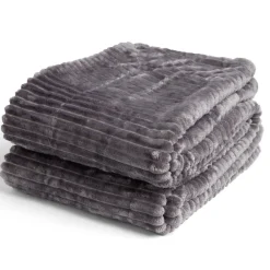 Plaid sherpa flanelle gris 130x160cm