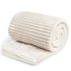 Plaid sherpa flanelle marron 130x160cm