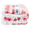 Plaid sherpa Noël motif traditionnel voiture rouge et blanc 120x150cm