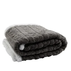 Plaid sherpa pilou pilou motif gris L130x160cm