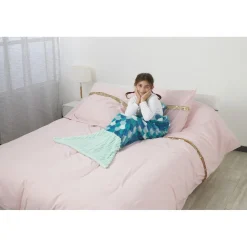 Plaid sirène enfant bleu