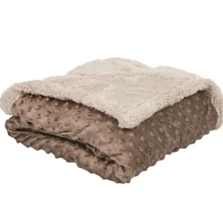 Plaid taupe velours embossé et sherpa