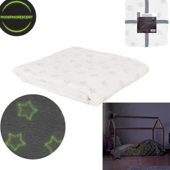 Plaid étoile phosphorescente gris et blanc 120x150cm