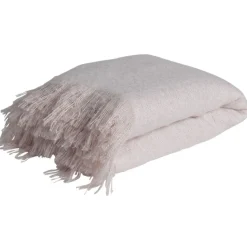 Plaid uni rose à franges