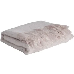 Plaid uni rose à franges