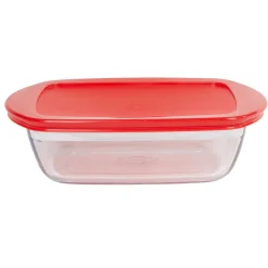 Plat à four rectangulaire en verre couvercle plastique