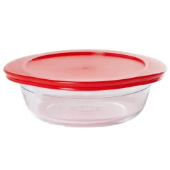 Plat à four rond en verre couvercle plastique