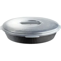 Plat à gâteau transportable forme rond gris