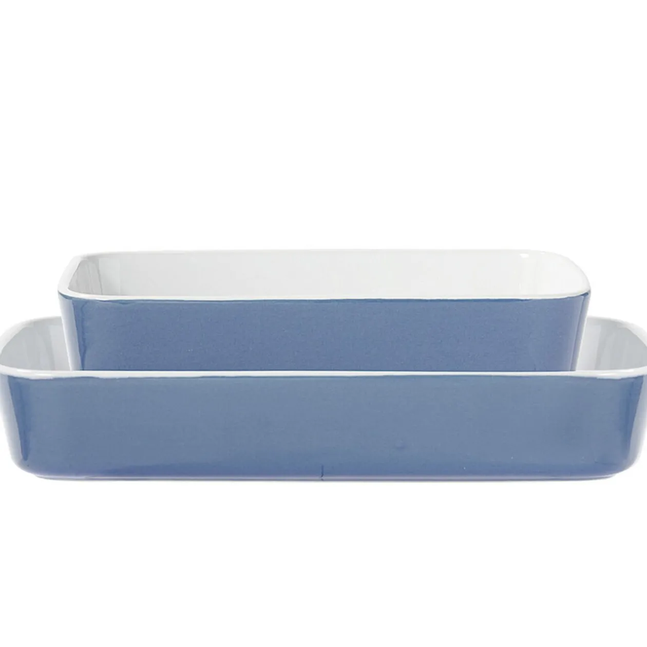 Plat cuisson rectangulaire exterieur bleu interieur blanc 1L 2L x2