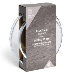 Plat en verre borosilicate x2 - Ø22,6cm et Ø27cm