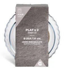 Plat en verre borosilicate x2 - Ø22,6cm et Ø27cm