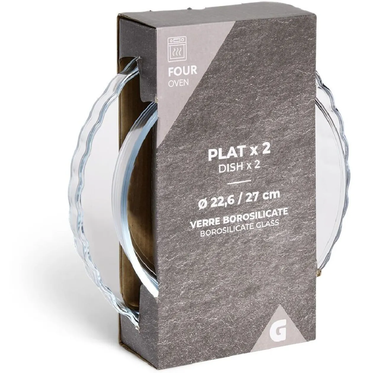 Plat en verre borosilicate x2 - Ø22,6cm et Ø27cm