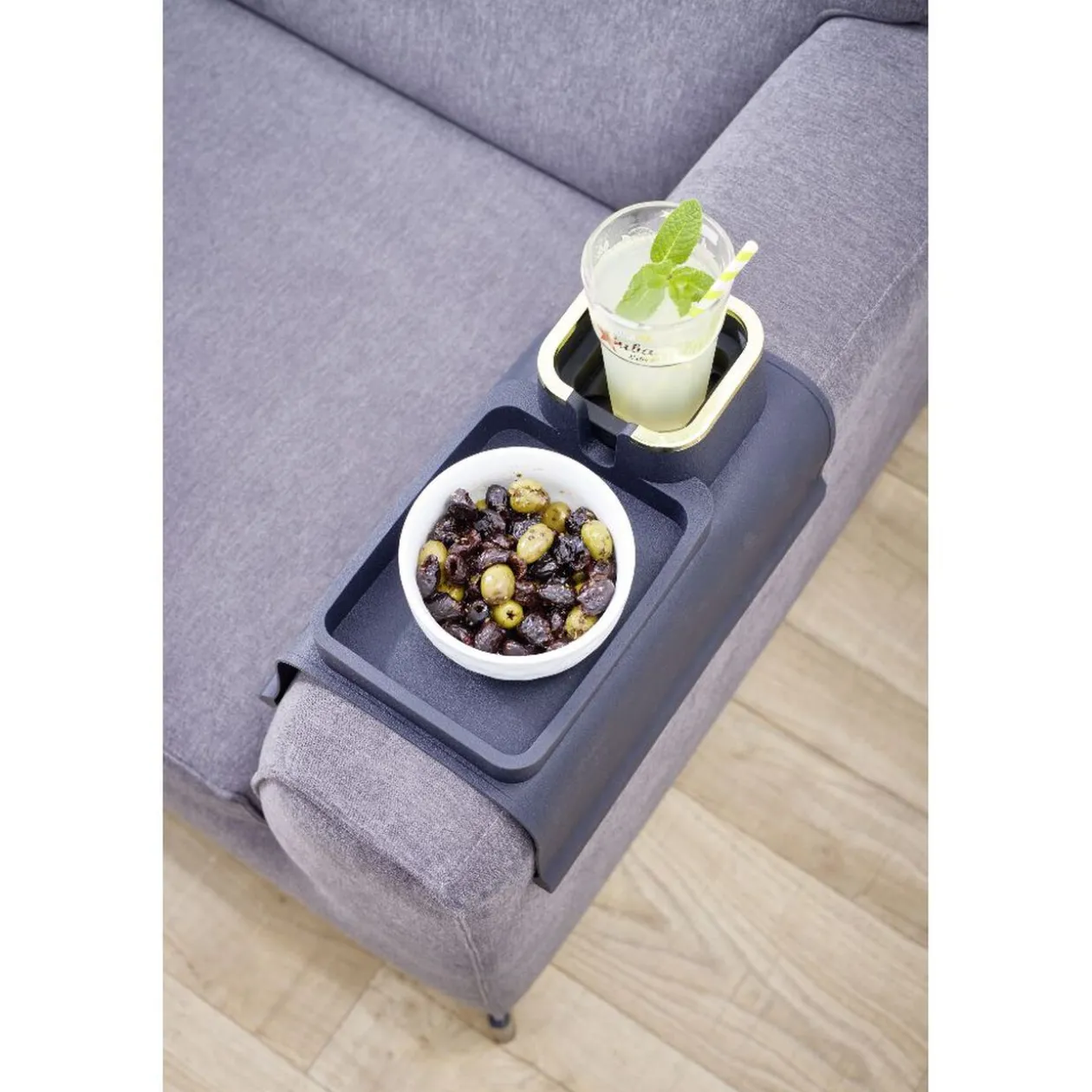 Plateau accoudoir canapé support verre et télécommande 42,5x32xH7cm