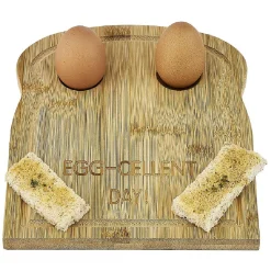 Plateau avec 2 emplacements à oeufs en bambou 24x20cm