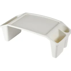 Plateau avec rangements blanc cassé