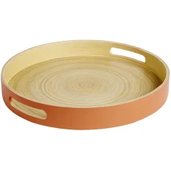 Plateau bambou contour coloré 35x35xH5cm