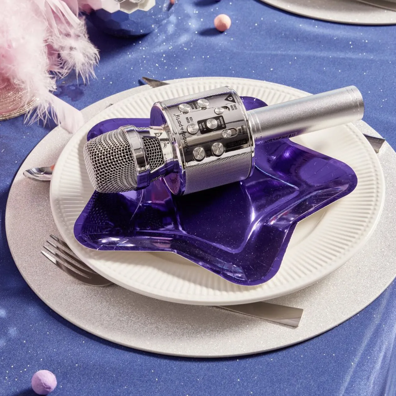 Plateau carton étoile argenté Ø24,5cm x6