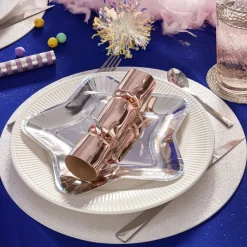 Plateau carton étoile argenté Ø24,5cm x6