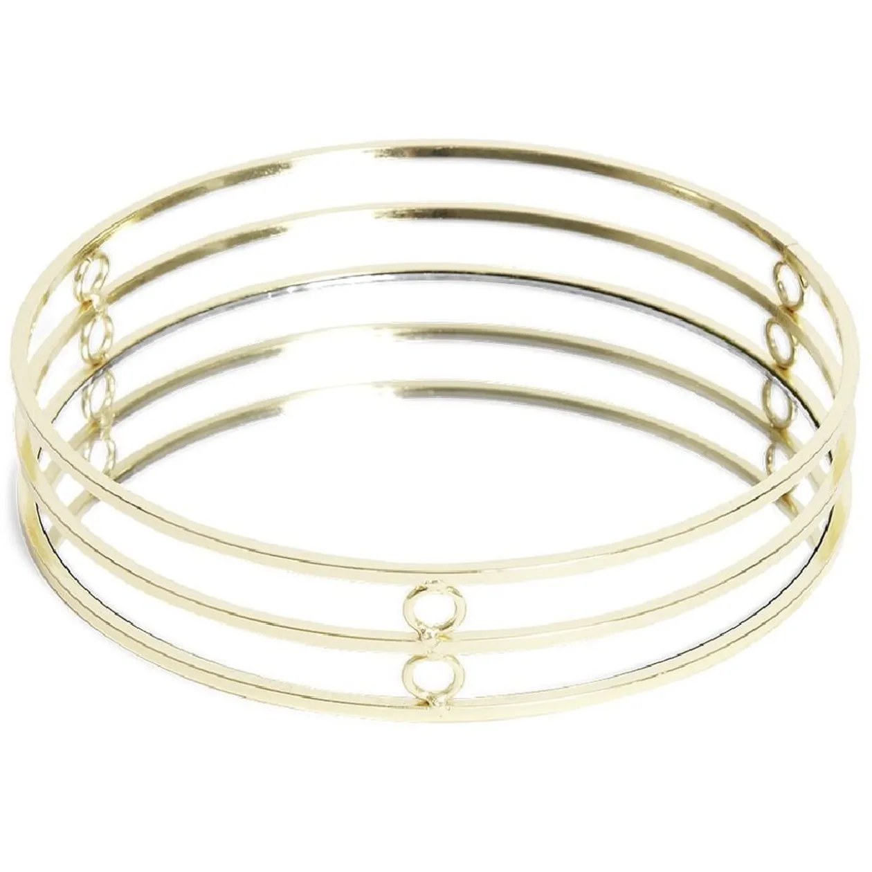 Plateau Ø19,5cm métal et verre doré