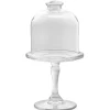 Plateau de présentation sur pied avec cloche Ø10cm verre transparent