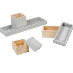 Plateau de rangement déco bois gris naturel
