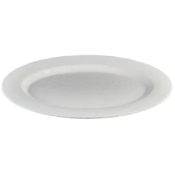 Plateau de service ovale martelé blanc