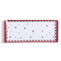 Plateau de service rectangulaire mélaminé Noël traditionnel 18,8x37,4cm