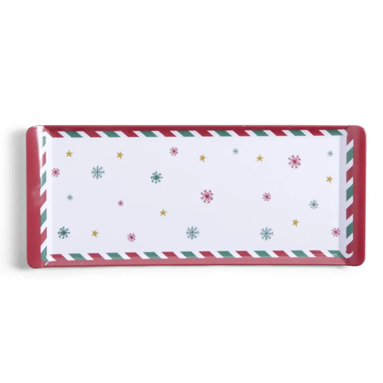 Plateau de service rectangulaire mélaminé Noël traditionnel 18,8x37,4cm