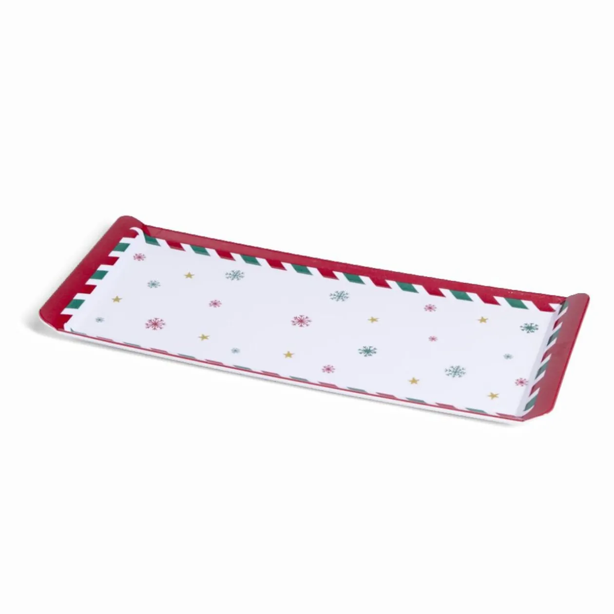 Plateau de service rectangulaire mélaminé Noël traditionnel 18,8x37,4cm