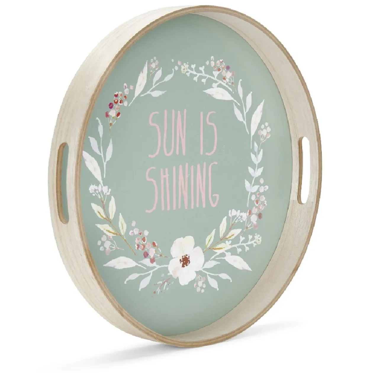 Plateau de service rond en bois Sun is shining