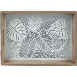 Plateau en verre et bois