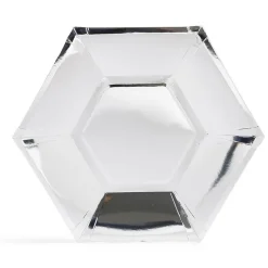 Plateau hexagonal carton argenté métallisé Ø26cm x10