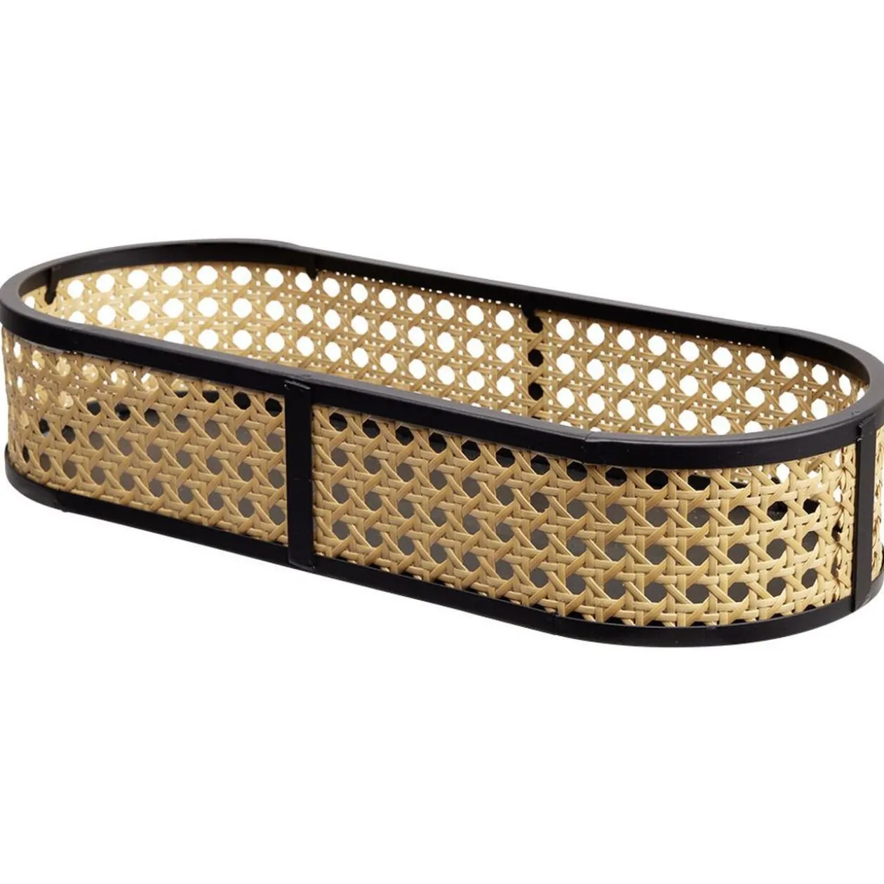 Plateau ovale cannage rotin naturel noir