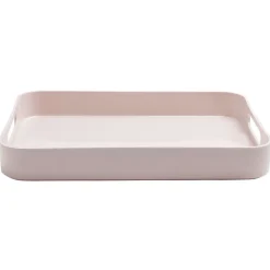 Plateau rectangulaire avec poignées uni rose