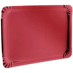 Plateau rectangulaire en carton rouge x5